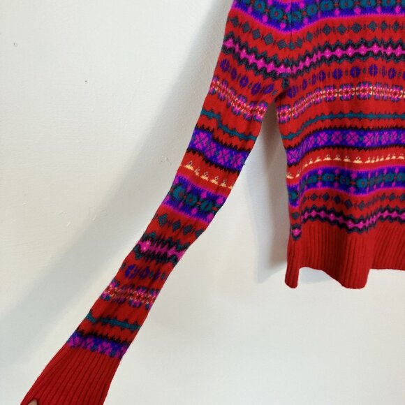 J. Crew Womens Red Fair Isle Wool Sweater  Size S Juniors 12 - Picture 9 of 9